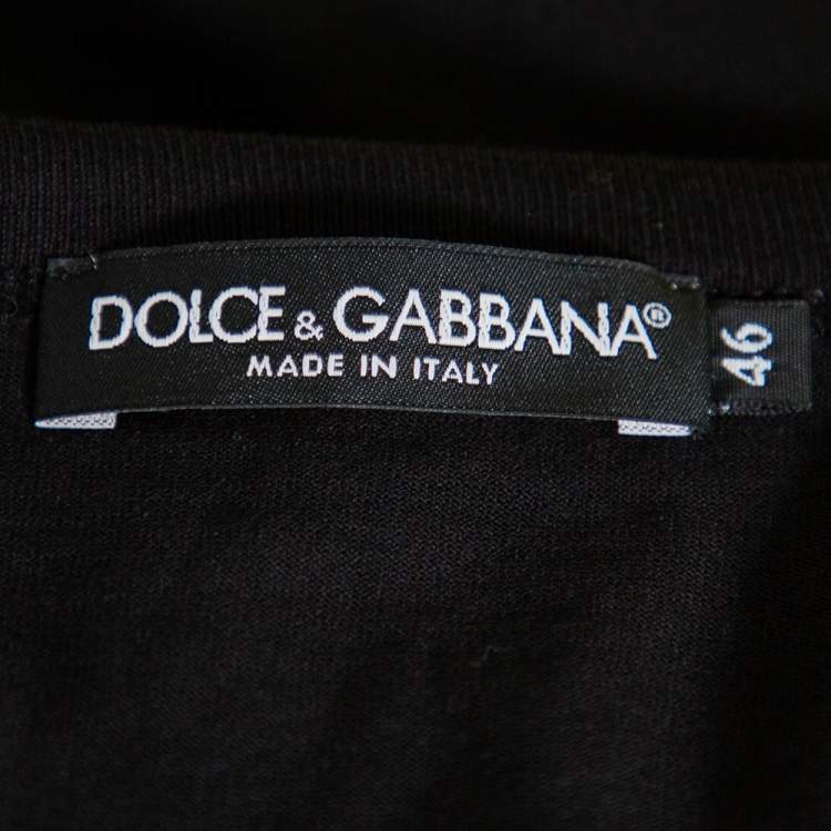 Pre Owned Dolce & Gabbana Black Cotton Embellished Crewneck T-Shirt S
