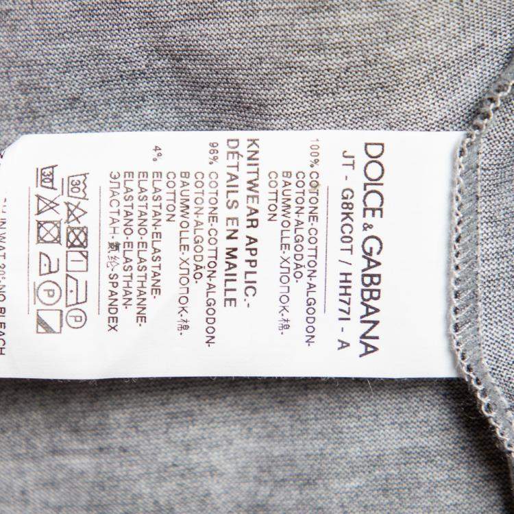 Pre Owned Dolce & Gabbana Black Cotton Chest Print Crewneck T-Shirt L