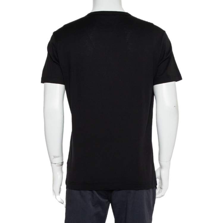 Pre Owned Dolce & Gabbana Black Cotton King Royals Patch Crewneck T-Shirt L