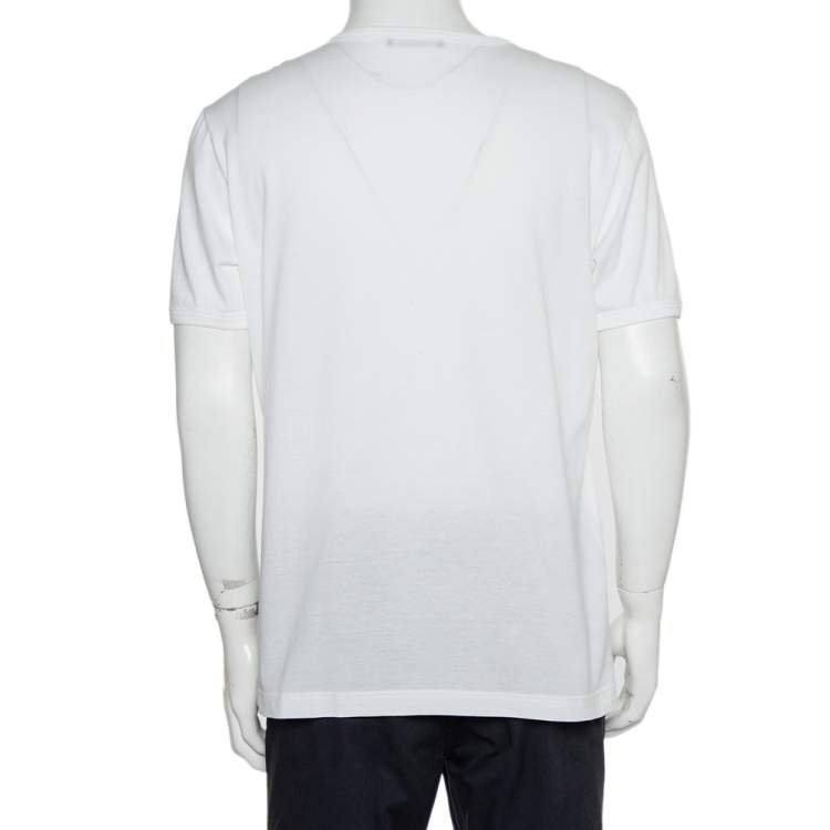 Pre Owned Dolce & Gabbana White Cotton DG Stamp Crewneck T-Shirt XL
