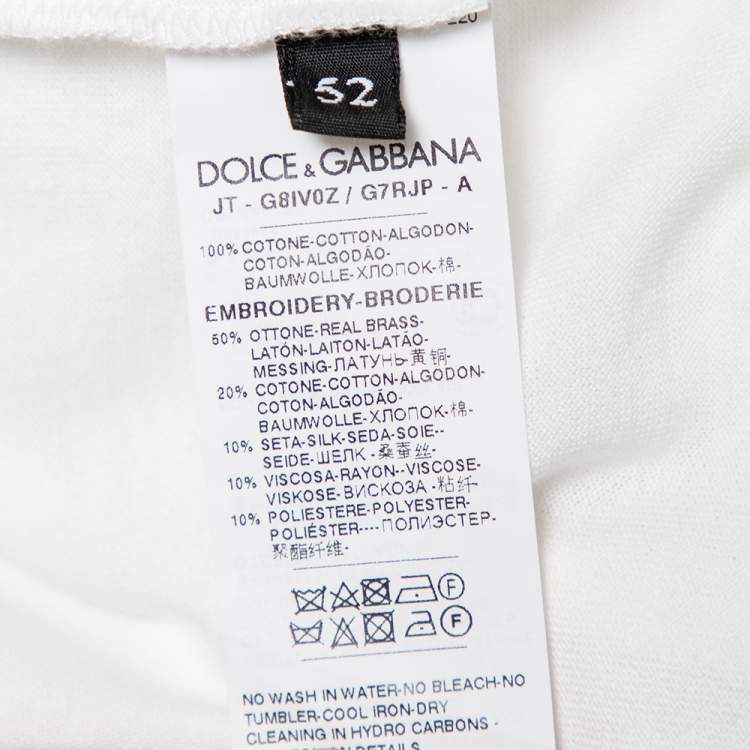 Pre Owned Dolce & Gabbana White Cotton DG Stamp Crewneck T-Shirt XL