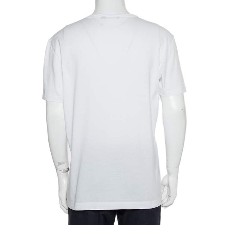 Pre Owned Dolce & Gabbana White Cotton Royals Heritage Print Crewneck T-Shirt L