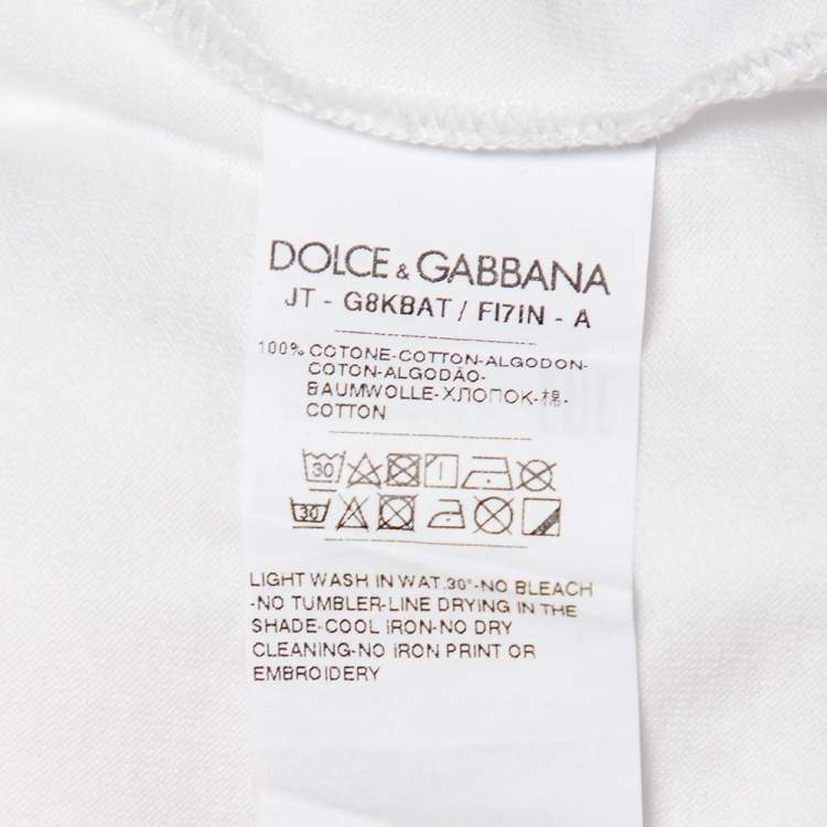 Pre Owned Dolce & Gabbana White Cotton Royals Heritage Print Crewneck T-Shirt L