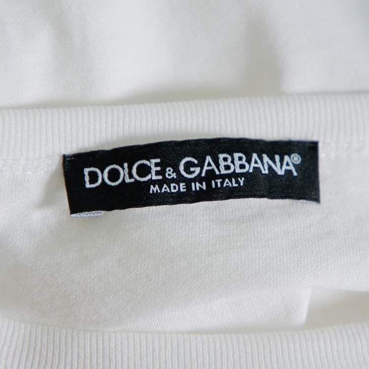 Pre Owned Dolce & Gabbana White Cotton Panda King Printed Crewneck T-Shirt L