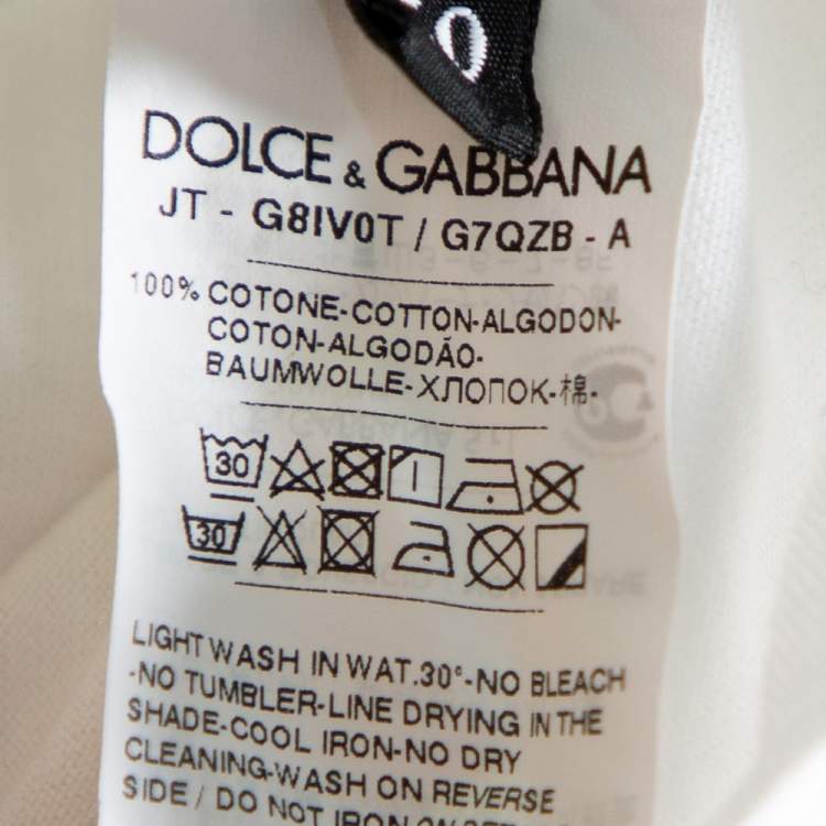 Pre Owned Dolce & Gabbana White Cotton Panda King Printed Crewneck T-Shirt L