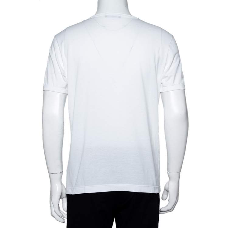 Pre Owned Dolce & Gabbana White Cotton Panda King Printed Crewneck T-Shirt L