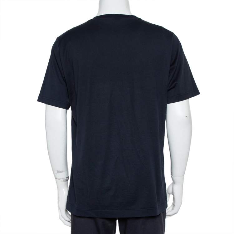 Pre Owned Dolce & Gabbana Navy Blue Logo Print Cotton Crewneck T-Shirt L