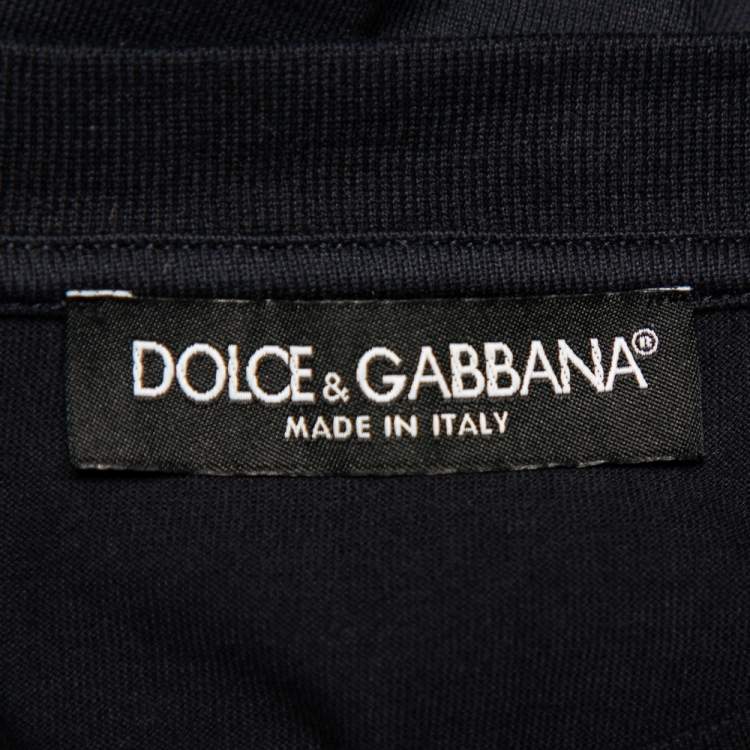 Pre Owned Dolce & Gabbana Navy Blue Logo Print Cotton Crewneck T-Shirt L