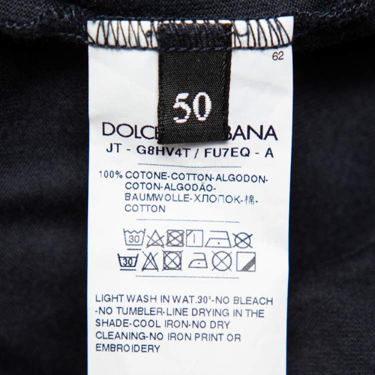 Pre Owned Dolce & Gabbana Navy Blue Logo Print Cotton Crewneck T-Shirt L
