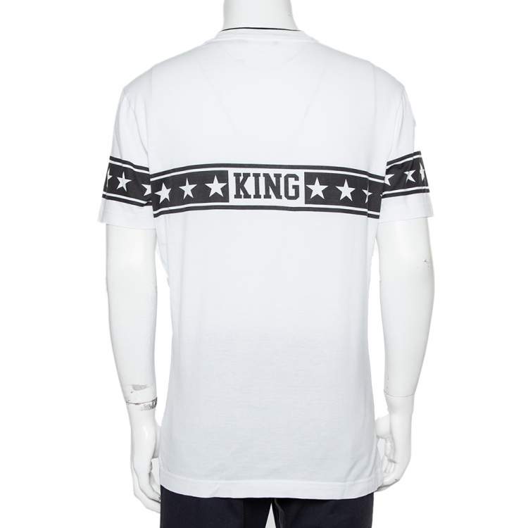 Pre Owned Dolce & Gabbana White Cotton DG Stars Millennials Crewneck T-Shirt M