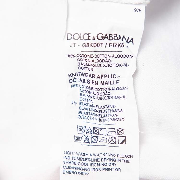 Pre Owned Dolce & Gabbana White Cotton DG Stars Millennials Crewneck T-Shirt M