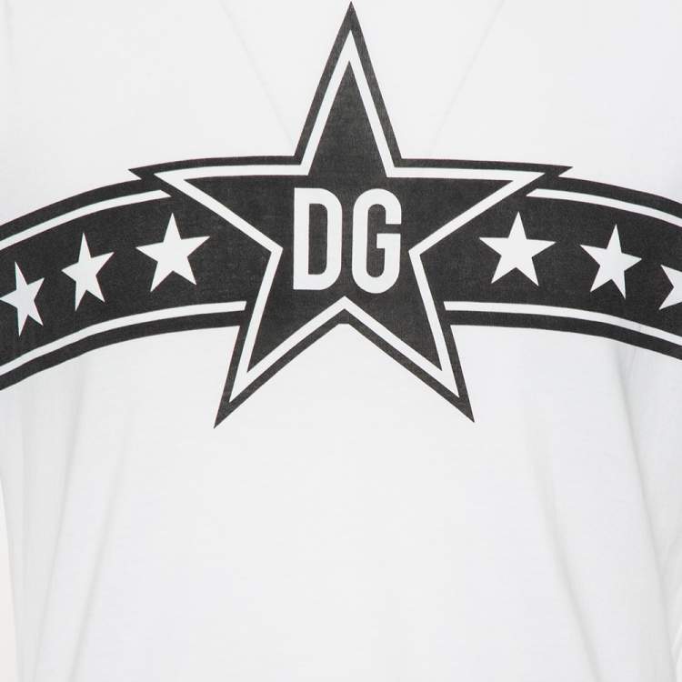 Pre Owned Dolce & Gabbana White Cotton DG Stars Millennials Crewneck T-Shirt M