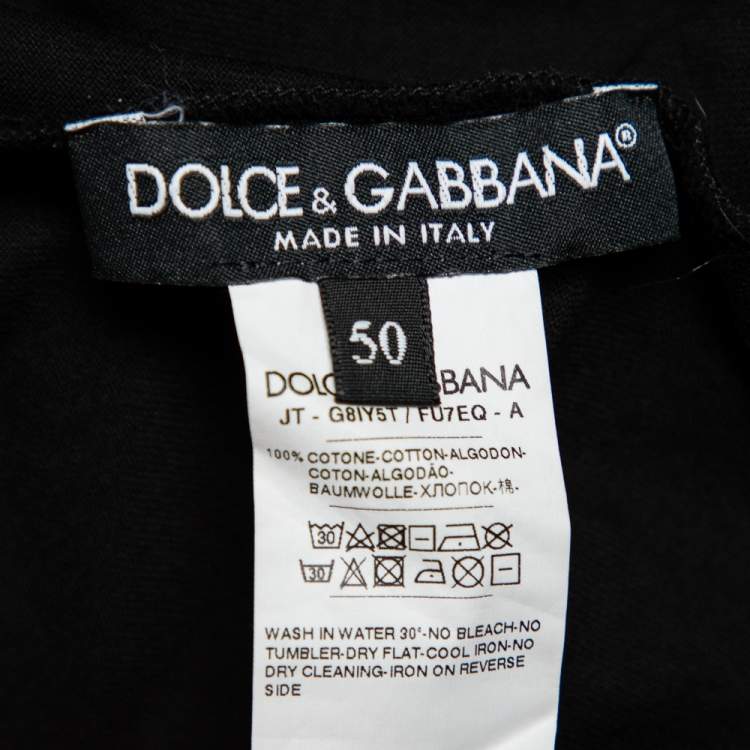 Pre Owned Dolce & Gabbana Black Cotton King Crewneck T-Shirt L