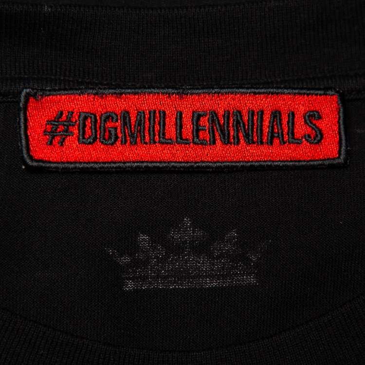 Pre Owned Dolce & Gabbana Black Cotton King Crewneck T-Shirt L