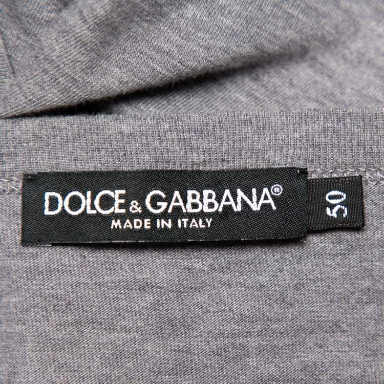 Pre Owned Dolce & Gabbana Grey Paradiso Print Cotton T-Shirt L