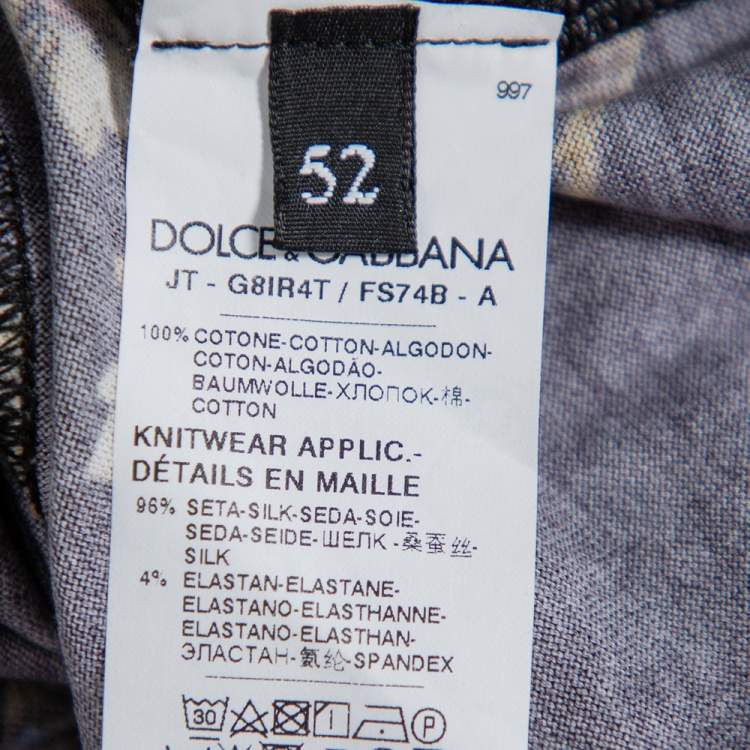 Pre Owned Dolce & Gabbana Black Crown Print Cotton Short Sleeve T-Shirt XL