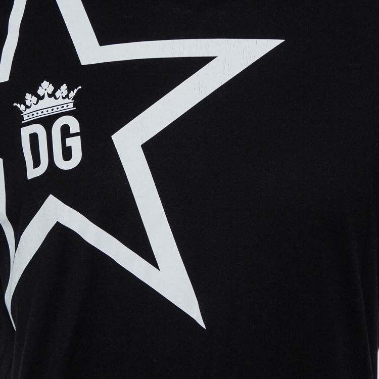 Pre Owned Dolce & Gabbana Black Cotton DG King Millennials Crewneck T-Shirt L