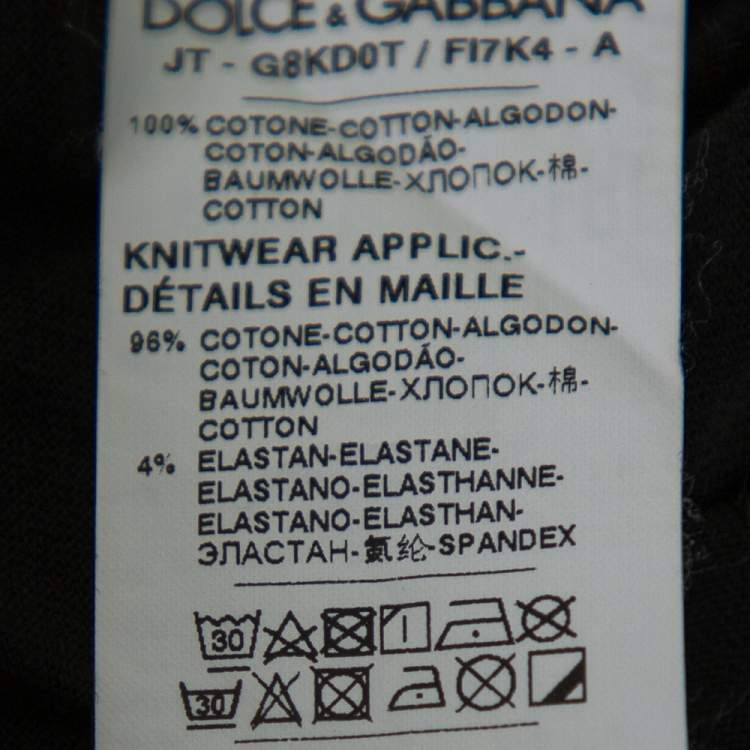 Pre Owned Dolce & Gabbana Black Cotton DG King Millennials Crewneck T-Shirt L