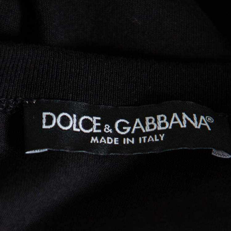 Pre Owned Dolce & Gabbana Black DG Royals Patch Cotton Crewneck T-Shirt XL