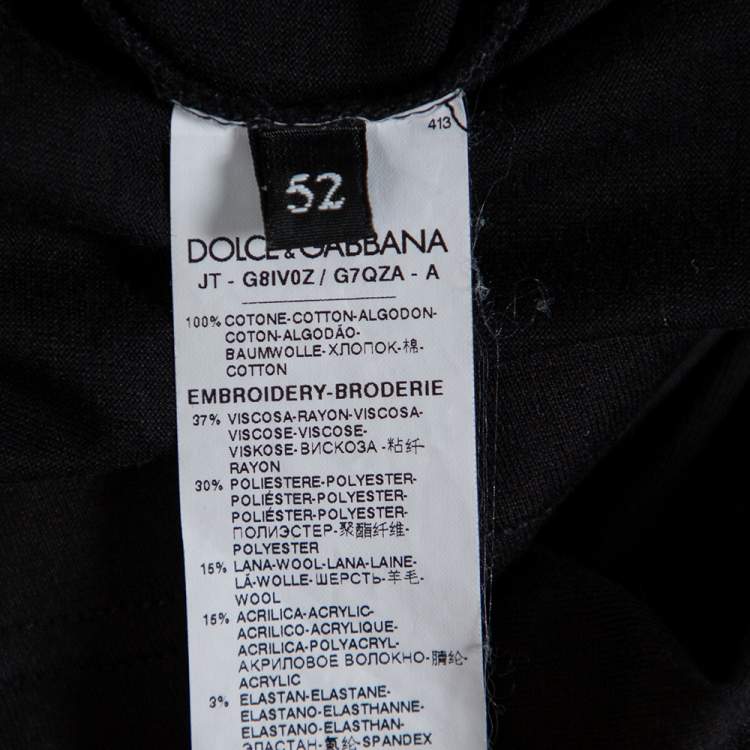 Pre Owned Dolce & Gabbana Black DG Royals Patch Cotton Crewneck T-Shirt XL