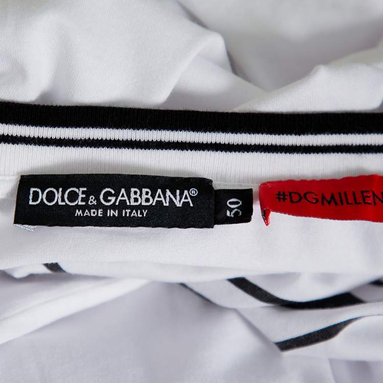 Pre Owned Dolce & Gabbana White Cotton DG Star Millennials Crewneck T-Shirt L