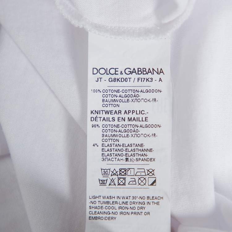 Pre Owned Dolce & Gabbana White Cotton DG Star Millennials Crewneck T-Shirt L