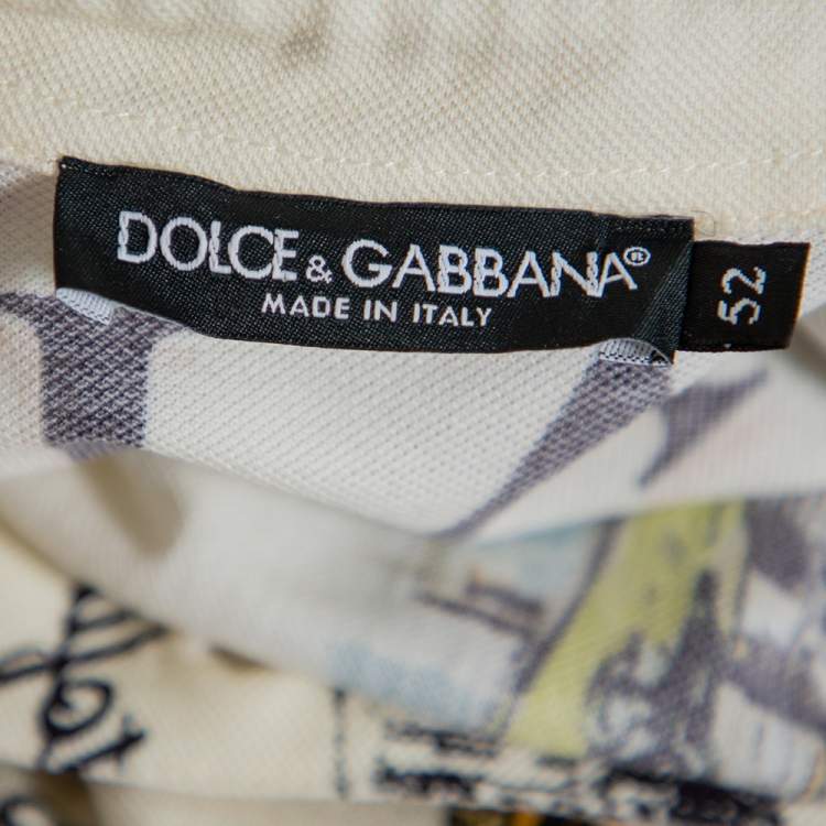 Pre Owned Dolce & Gabbana Multicolor Italy Tour Print Polo T-Shirt XL