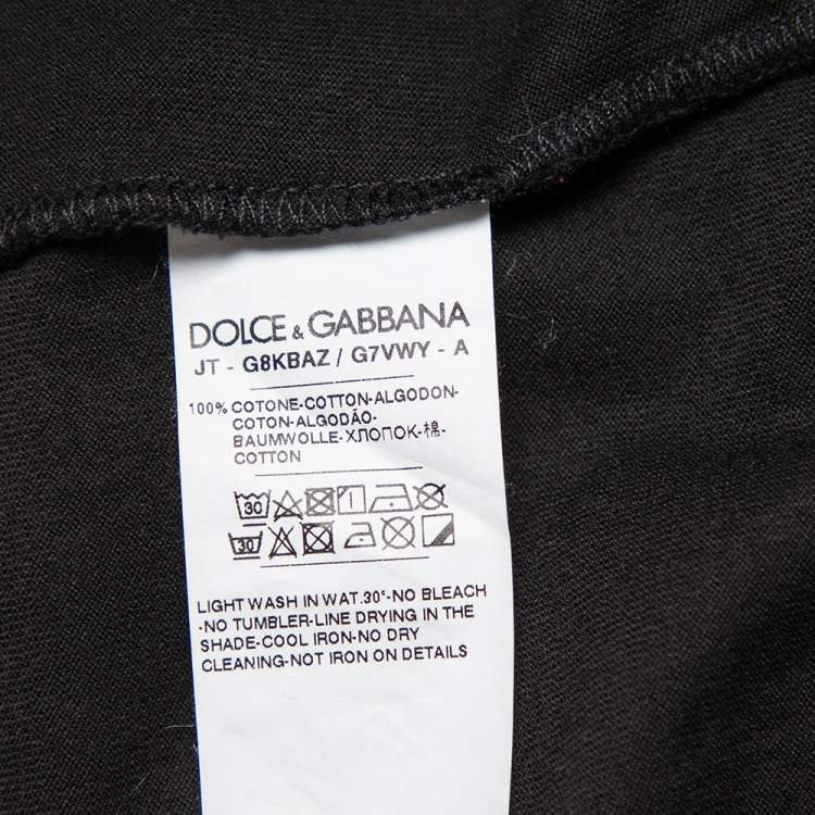 Pre Owned Dolce & Gabbana Black DG Star Patch Cotton Crewneck T-Shirt L
