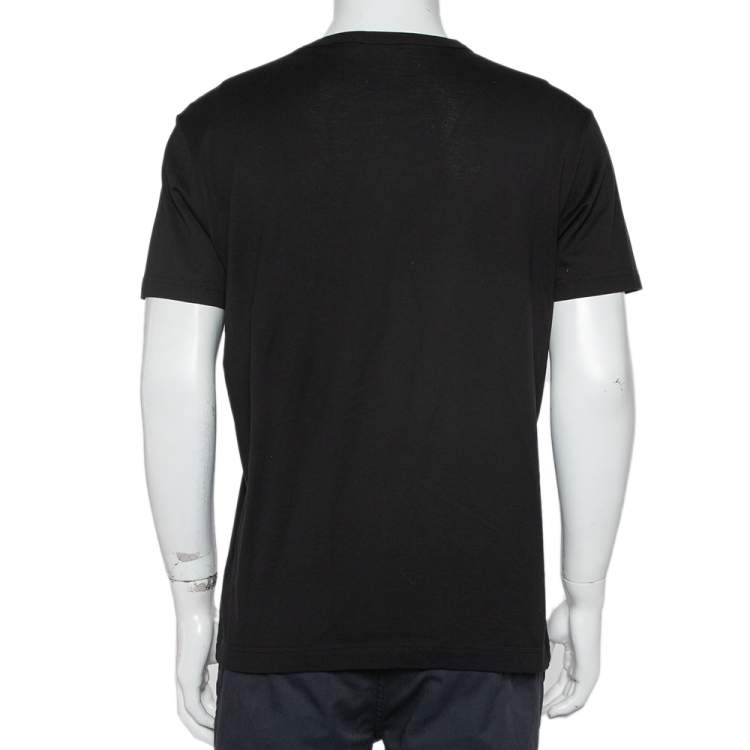 Pre Owned Dolce & Gabbana Black DG Star Patch Cotton Crewneck T-Shirt L