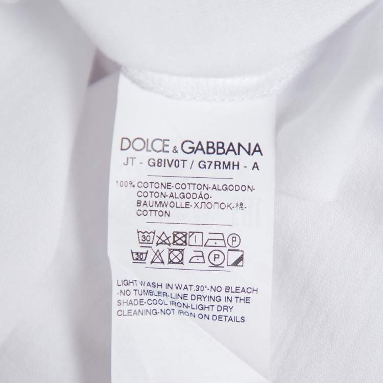 Pre Owned Dolce & Gabbana White Logo Patch Cotton Crewneck T-Shirt XL