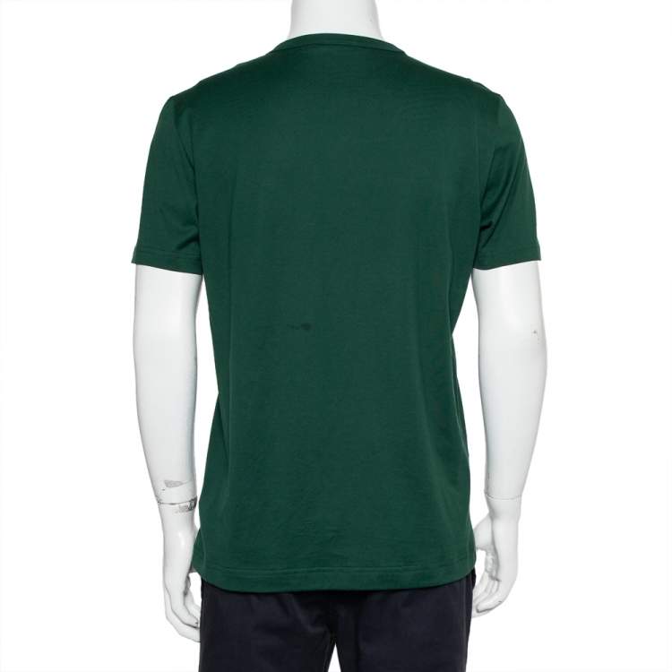 Pre Owned Dolce & Gabbana Green Logo Patch Cotton Crewneck T-Shirt L