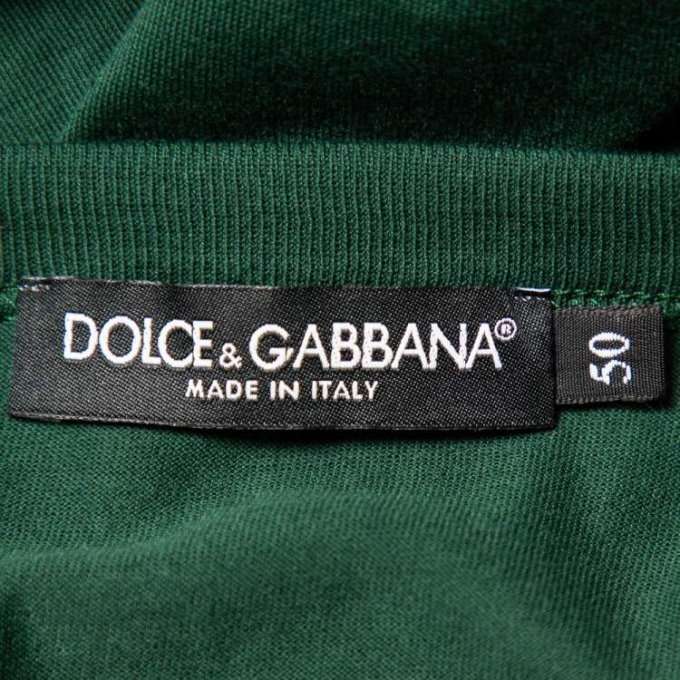 Pre Owned Dolce & Gabbana Green Logo Patch Cotton Crewneck T-Shirt L