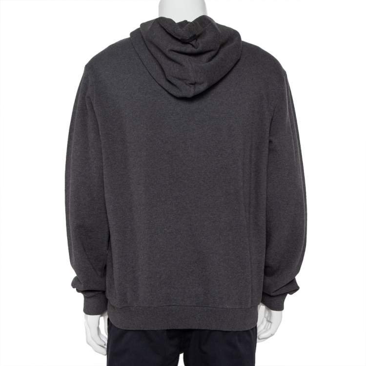 Pre Owned Dolce & Gabbana Grey Patchwork Detail Hooded Sweatshirt XXL
