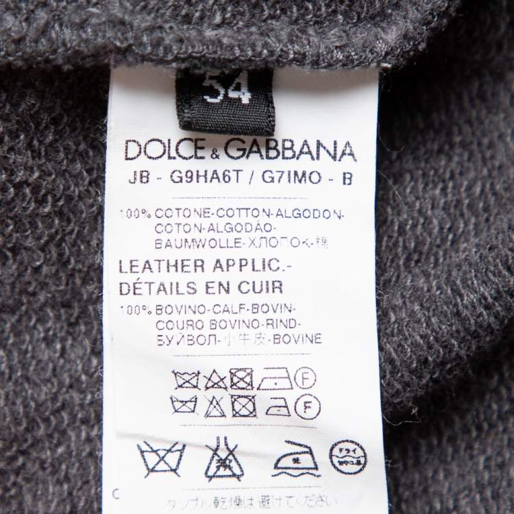 Pre Owned Dolce & Gabbana Grey Patchwork Detail Hooded Sweatshirt XXL