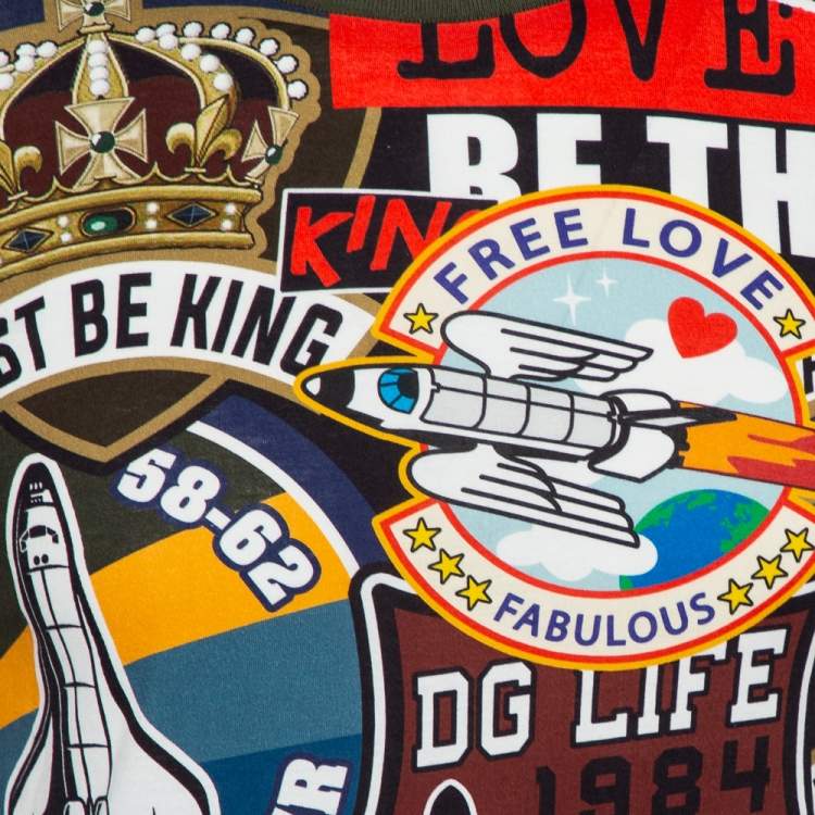 Pre Owned Dolce & Gabbana Multicolor Multiprinted Cotton Crewneck T-Shirt S