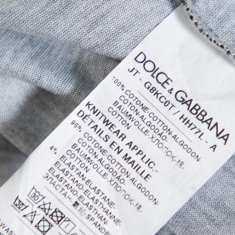 Pre Owned Dolce & Gabbana Black Heraldic Printed Cotton Crewneck T-Shirt XS