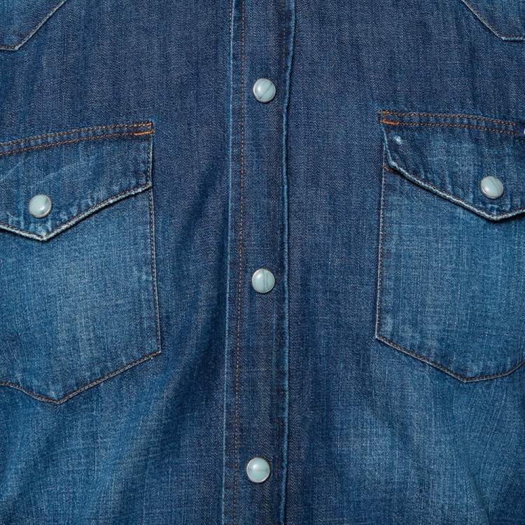 Pre Owned Dolce & Gabbana Blue Lightweight Denim Button Front Shirt L