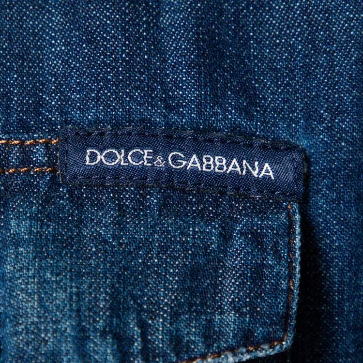 Pre Owned Dolce & Gabbana Blue Lightweight Denim Button Front Shirt L