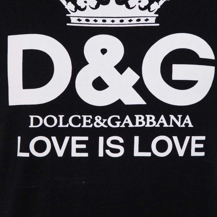 Pre Owned Dolce & Gabbana Black Logo Printed Cotton Crewneck T-Shirt S