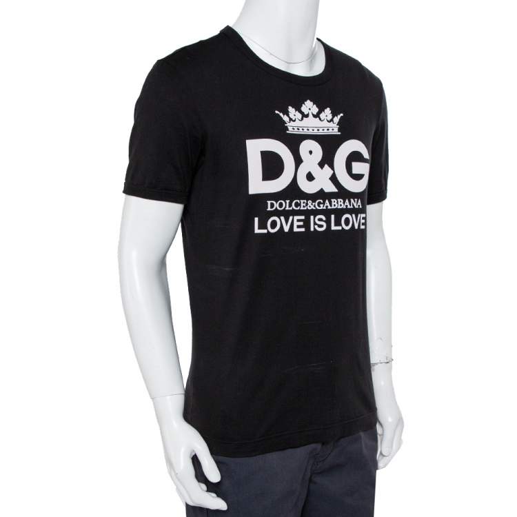 Pre Owned Dolce & Gabbana Black Logo Printed Cotton Crewneck T-Shirt S