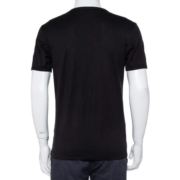 Pre Owned Dolce & Gabbana Black Logo Printed Cotton Crewneck T-Shirt S