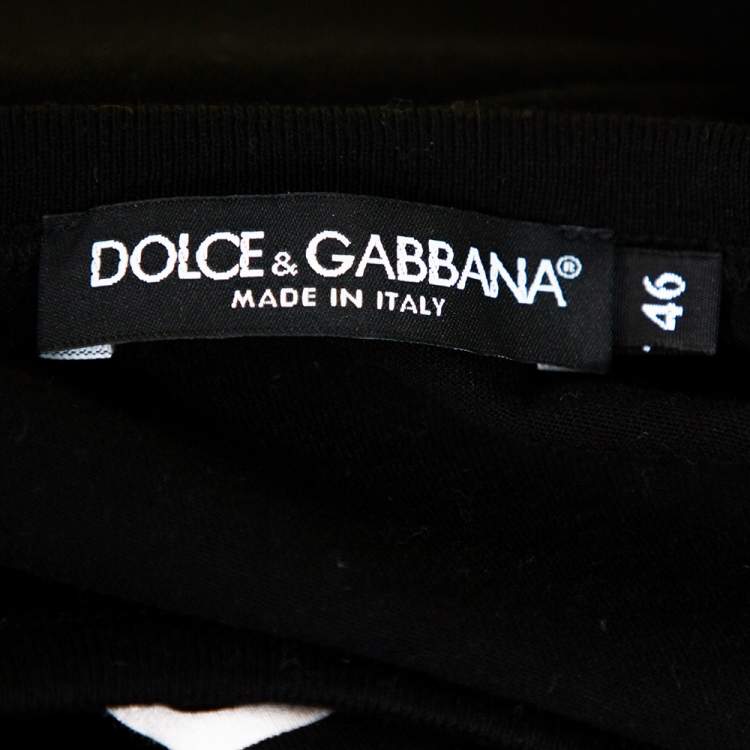 Pre Owned Dolce & Gabbana Black Logo Printed Cotton Crewneck T-Shirt S