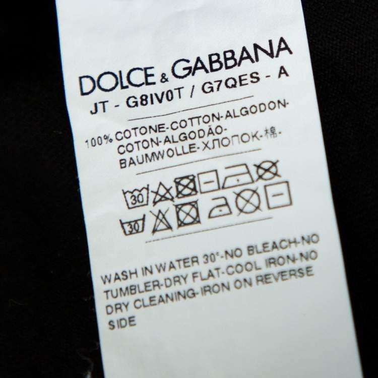 Pre Owned Dolce & Gabbana Black Logo Printed Cotton Crewneck T-Shirt S