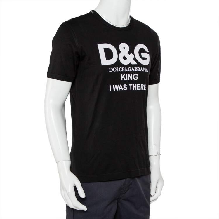 Pre Owned Dolce & Gabbana Black Logo Printed Cotton Crewneck T-Shirt M