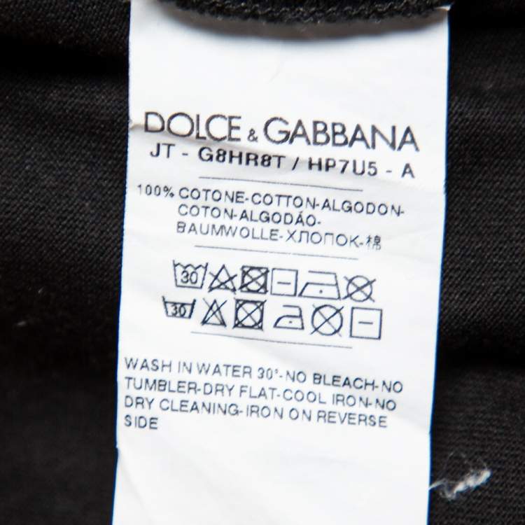 Pre Owned Dolce & Gabbana Black Logo Printed Cotton Crewneck T-Shirt M
