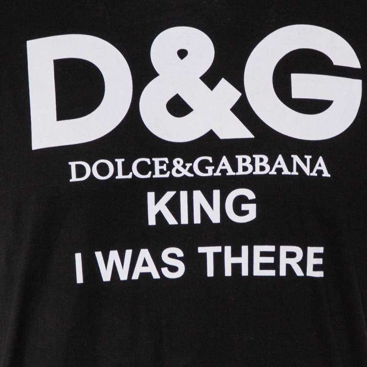 Pre Owned Dolce & Gabbana Black Logo Printed Cotton Crewneck T-Shirt M