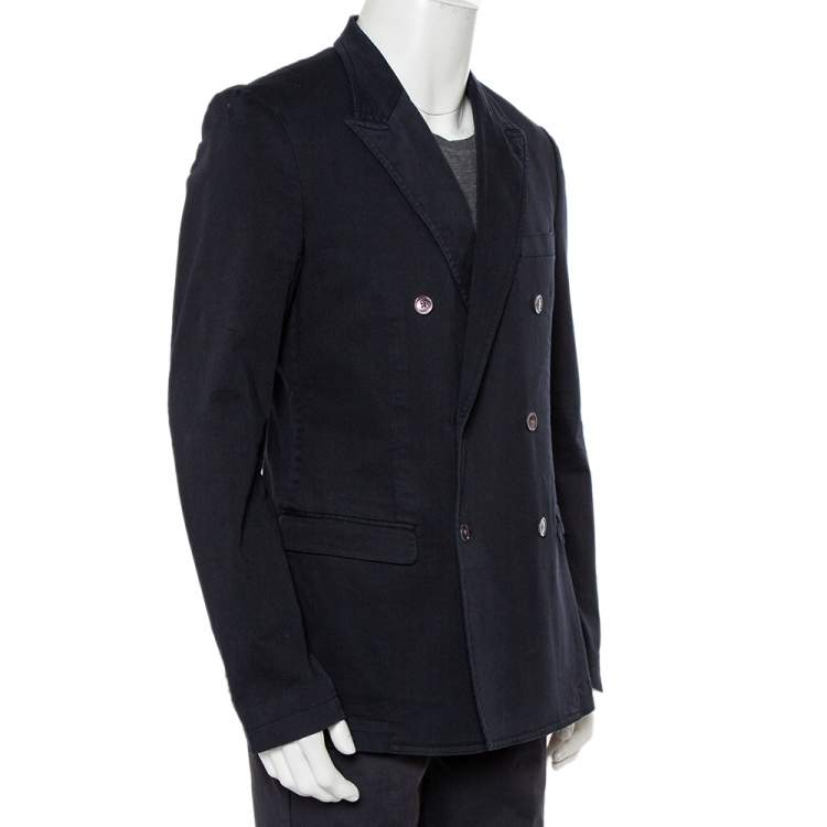 Pre Owned Dolce & Gabbana Navy Blue Denim Double Breasted Blazer XXL