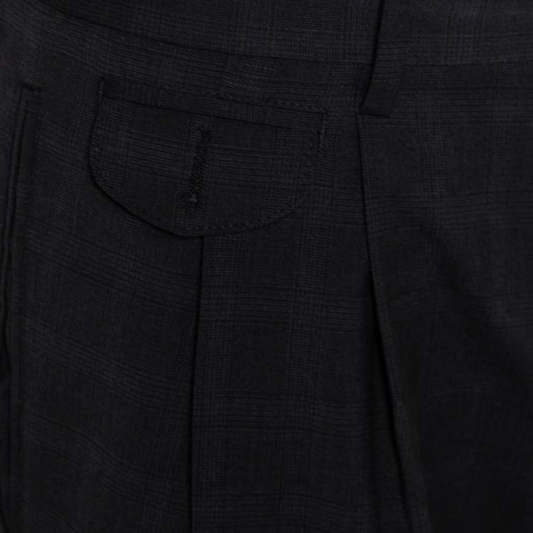 Pre Owned Dolce & Gabbana Charcoal Grey Checkered Wool Tapered Leg Pants L