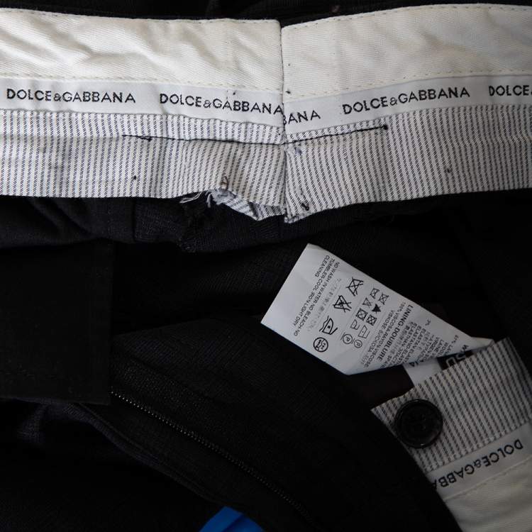 Pre Owned Dolce & Gabbana Charcoal Grey Checkered Wool Tapered Leg Pants L