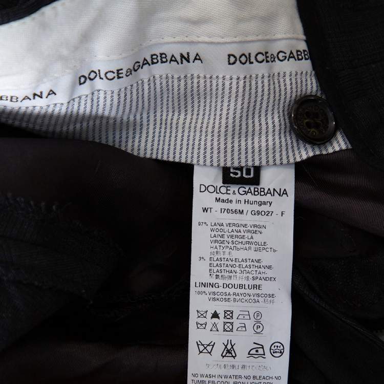Pre Owned Dolce & Gabbana Charcoal Grey Checkered Wool Tapered Leg Pants L